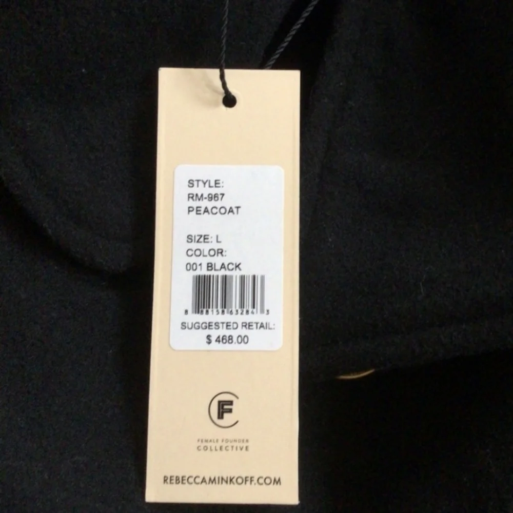Rebecca Minkoff Black Wool Military Peacoat